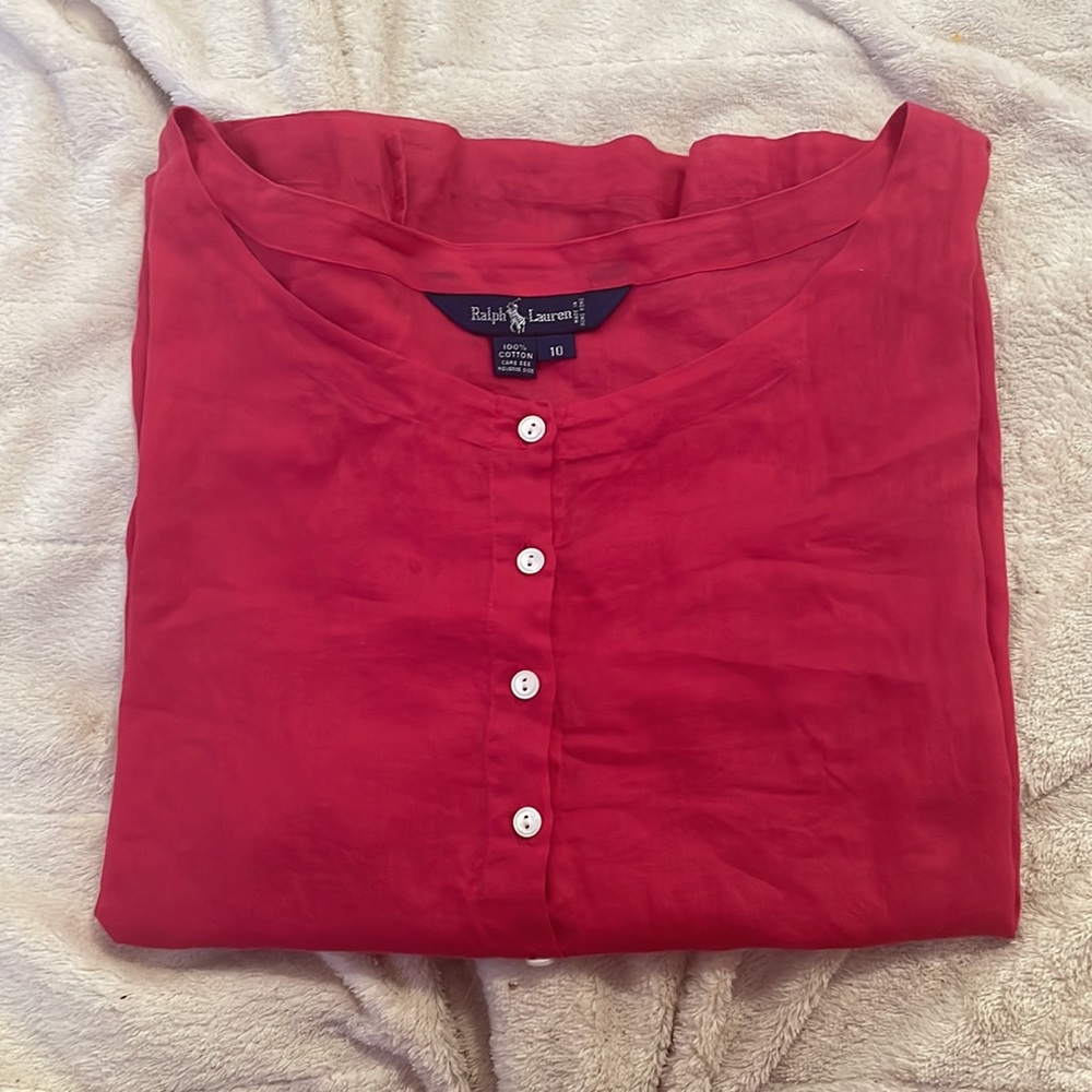 Ralph Lauren sheer pink blouse. Women’s size 10